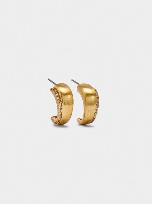 Double-Effect Earrings With Zirconia