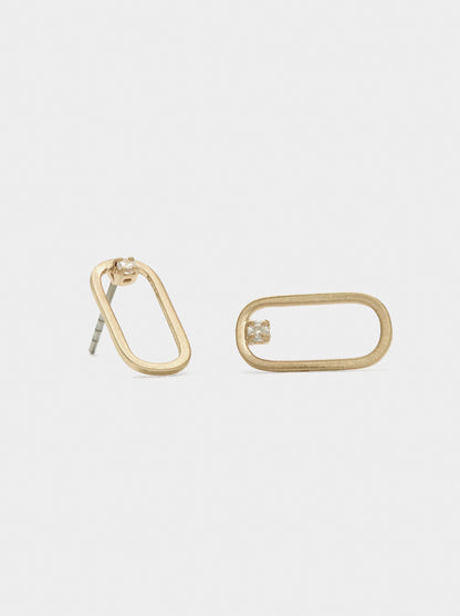 Elongated Hoop Earrings With Zirconia