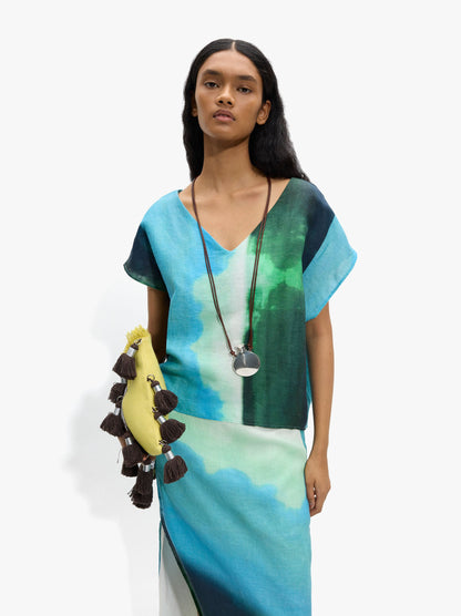 Printed Blouse With 100% Linen