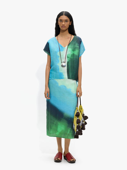 Printed Blouse With 100% Linen