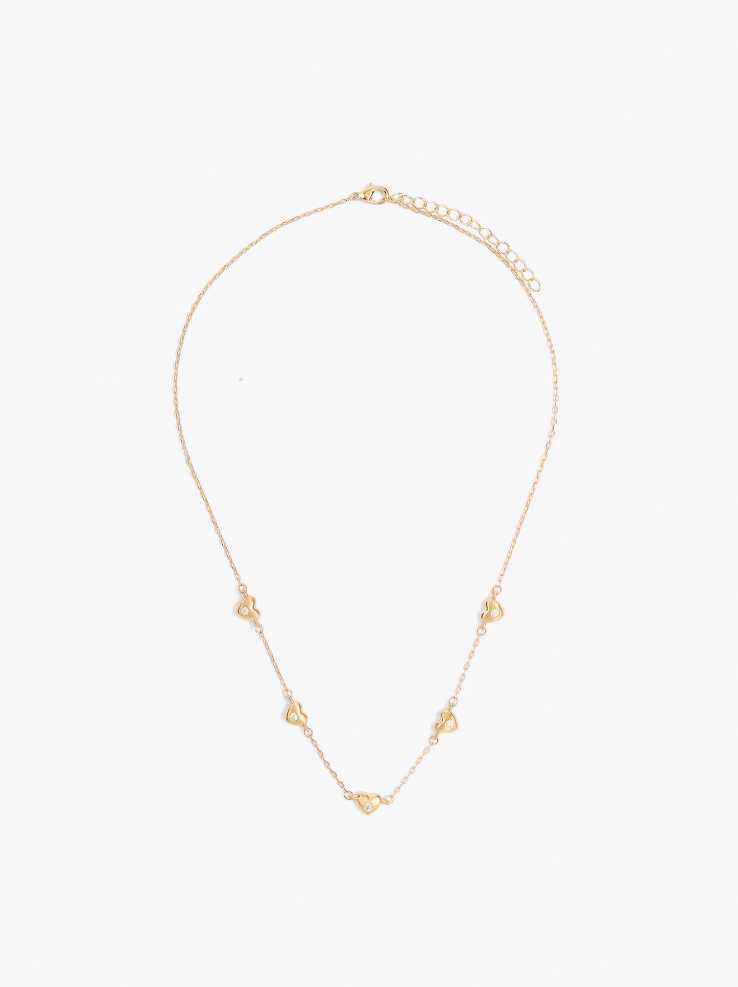 Necklace With Hearts And Cubic Zirconia