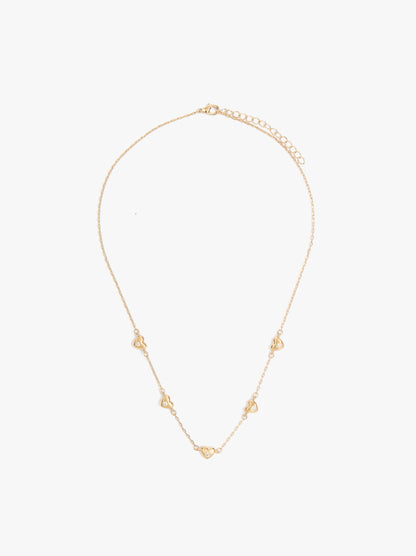 Necklace With Hearts And Cubic Zirconia