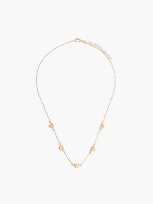 Necklace With Hearts And Cubic Zirconia