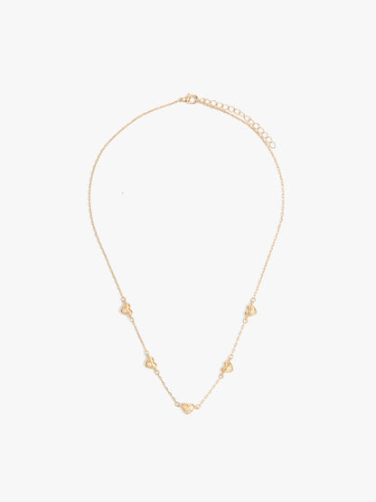 Necklace With Hearts And Cubic Zirconia