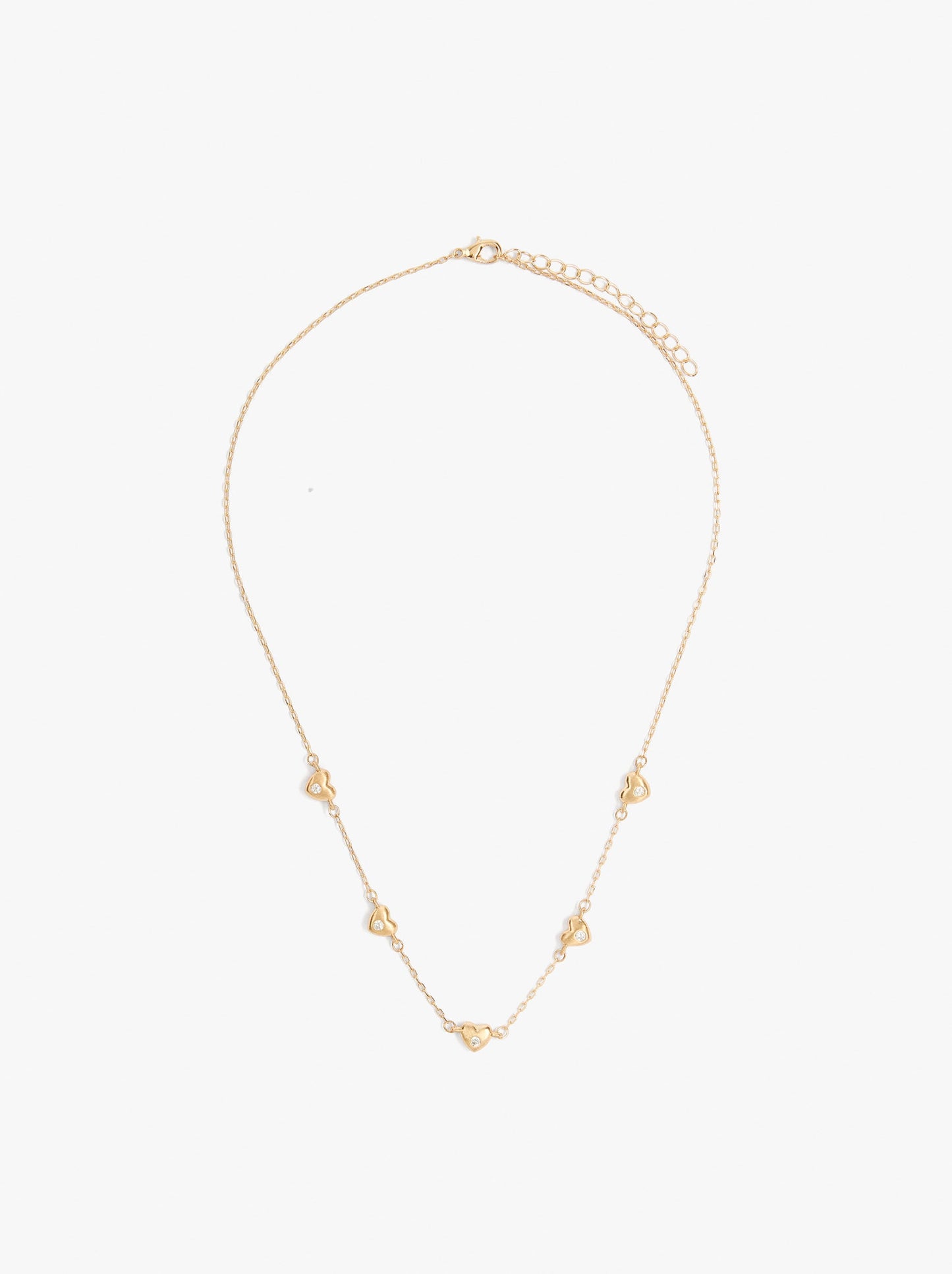 Necklace With Hearts And Cubic Zirconia