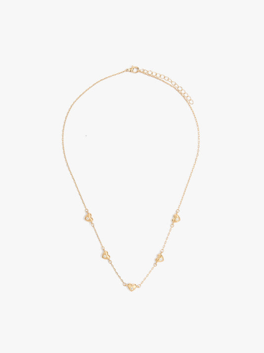 Necklace With Hearts And Cubic Zirconia