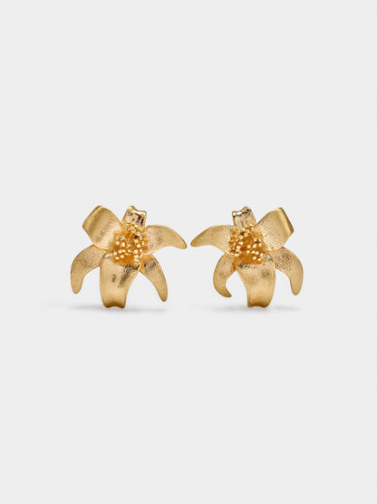 Flower Earrings With Embossed Detail