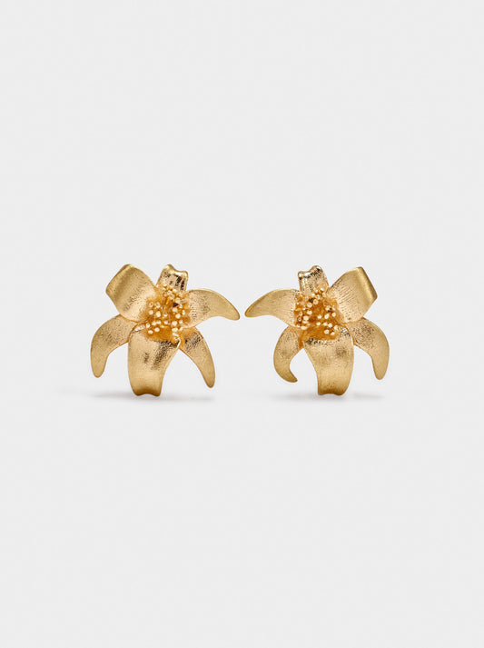 Flower Earrings With Embossed Detail
