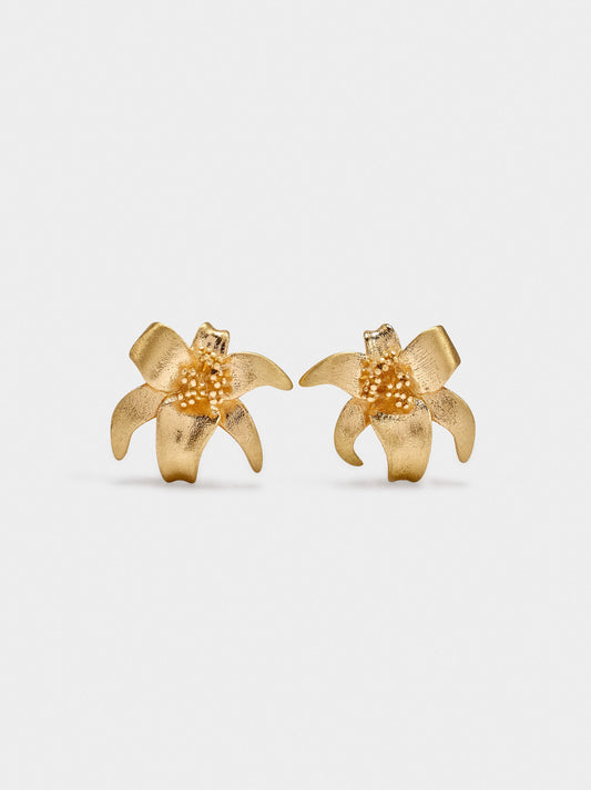 Flower Earrings With Embossed Detail