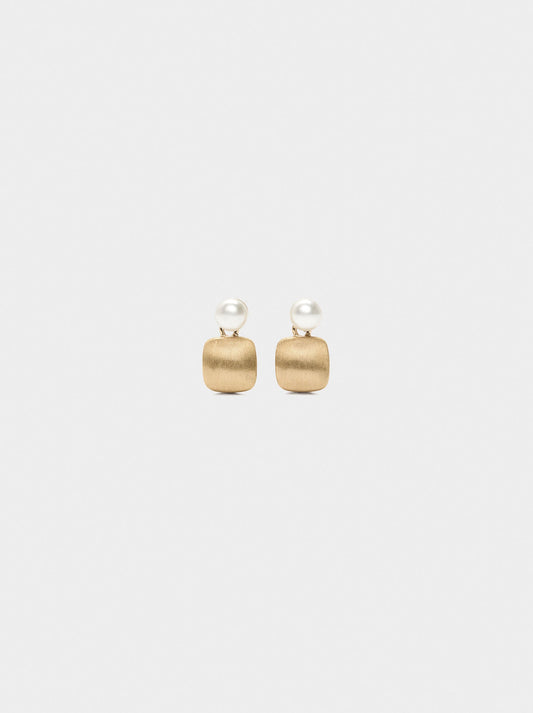 Square Earrings With Pearl
