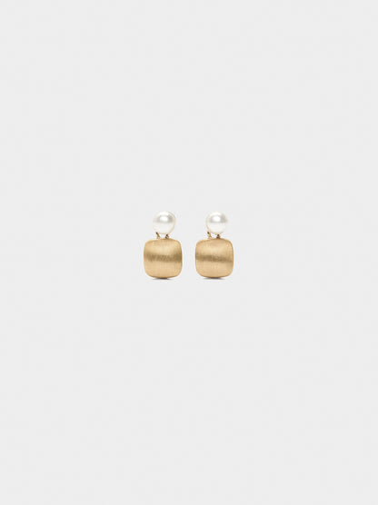 Square Earrings With Pearl