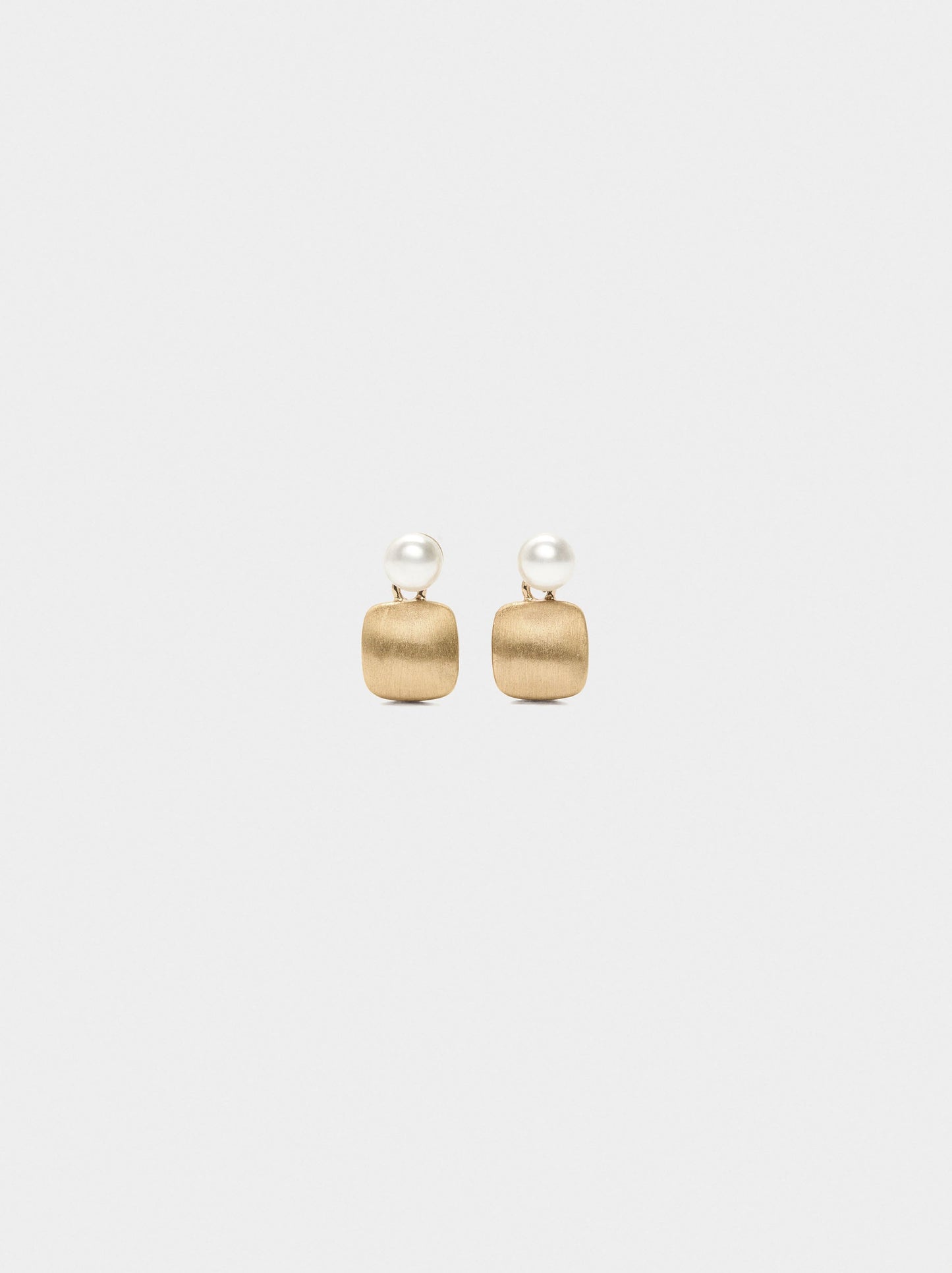 Square Earrings With Pearl