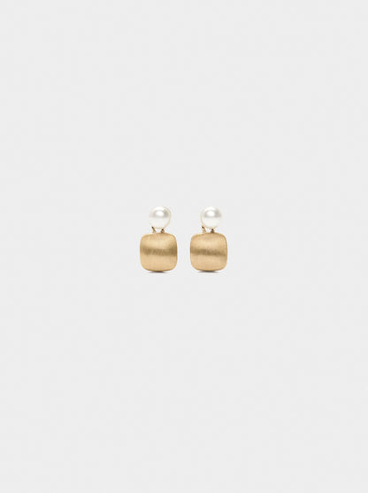 Square Earrings With Pearl