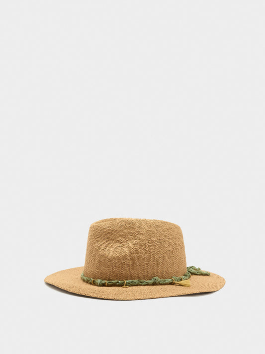 Straw-Effect Hat With Cord And Charms
