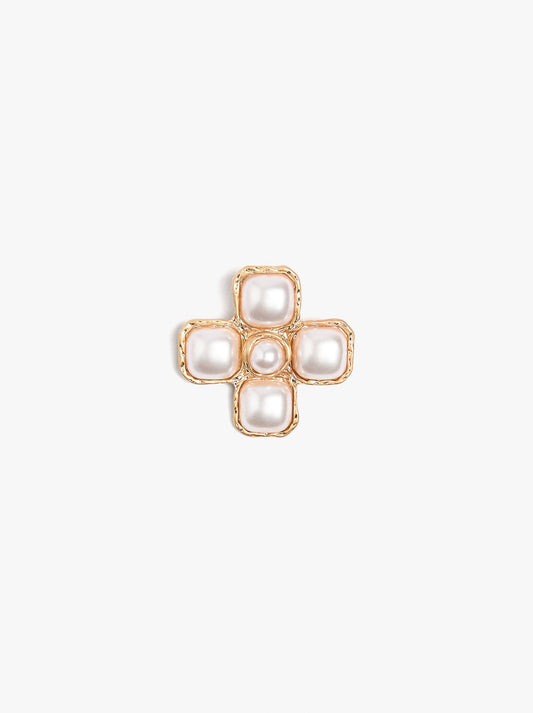 Cross Brooch With Pearls