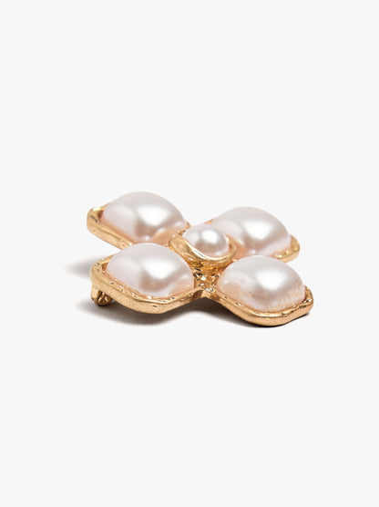 Cross Brooch With Pearls