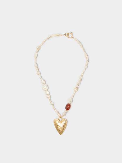 Bear Charm Keychain With Pearl Necklace