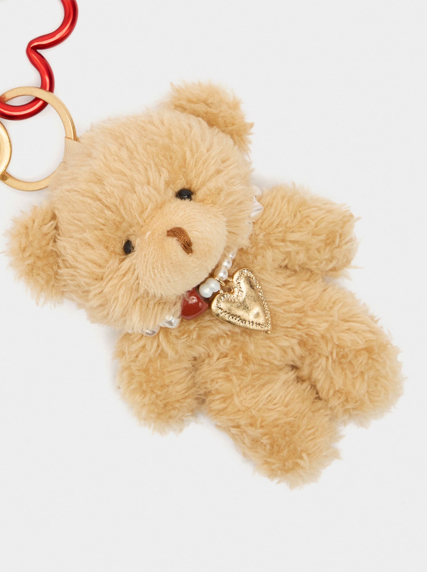 Bear Charm Keychain With Pearl Necklace