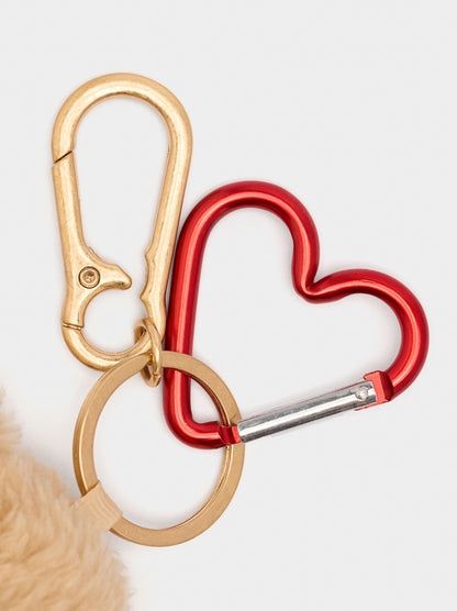 Bear Charm Keychain With Pearl Necklace