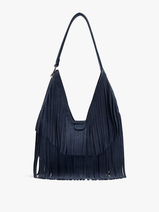 Hobo Shoulder Bag With Fringes
