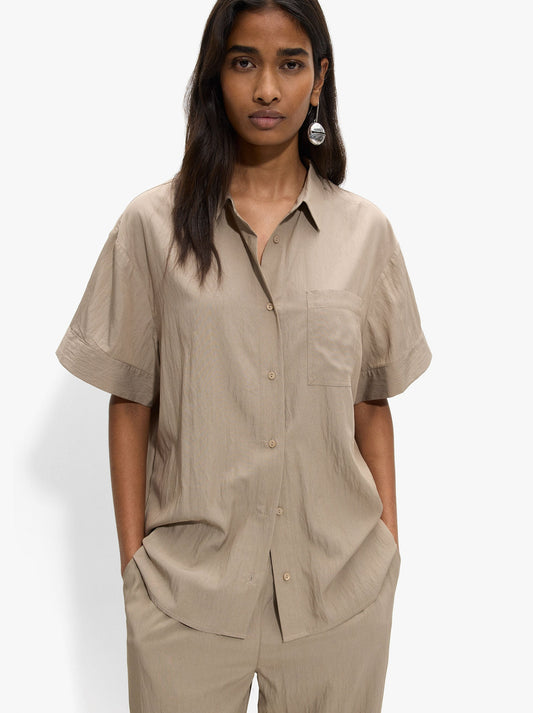 Shirt With Crinkled Effect And Pocket