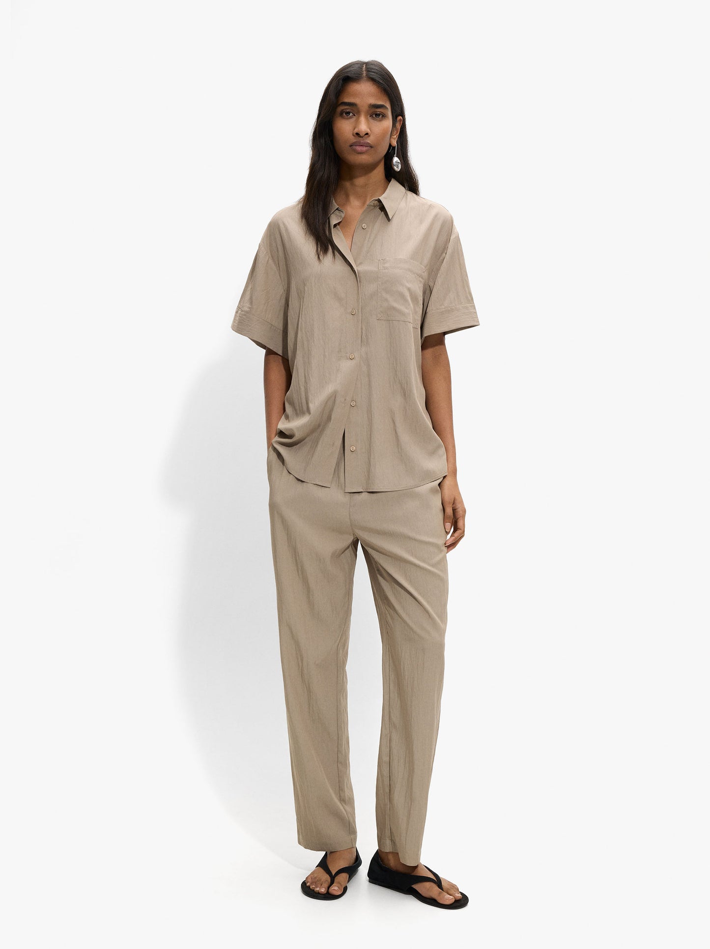Shirt With Crinkled Effect And Pocket