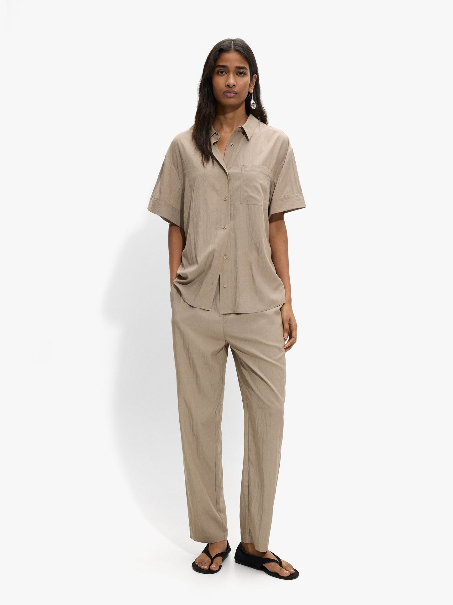 Shirt With Crinkled Effect And Pocket