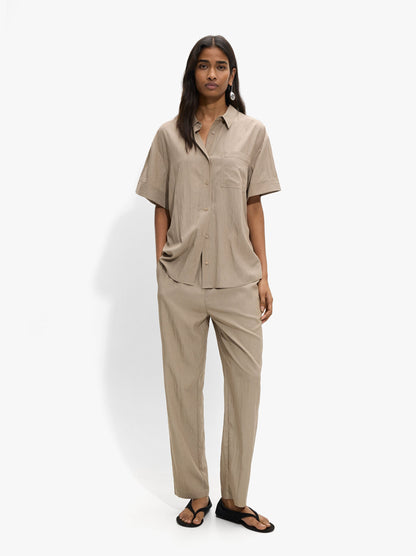 Shirt With Crinkled Effect And Pocket