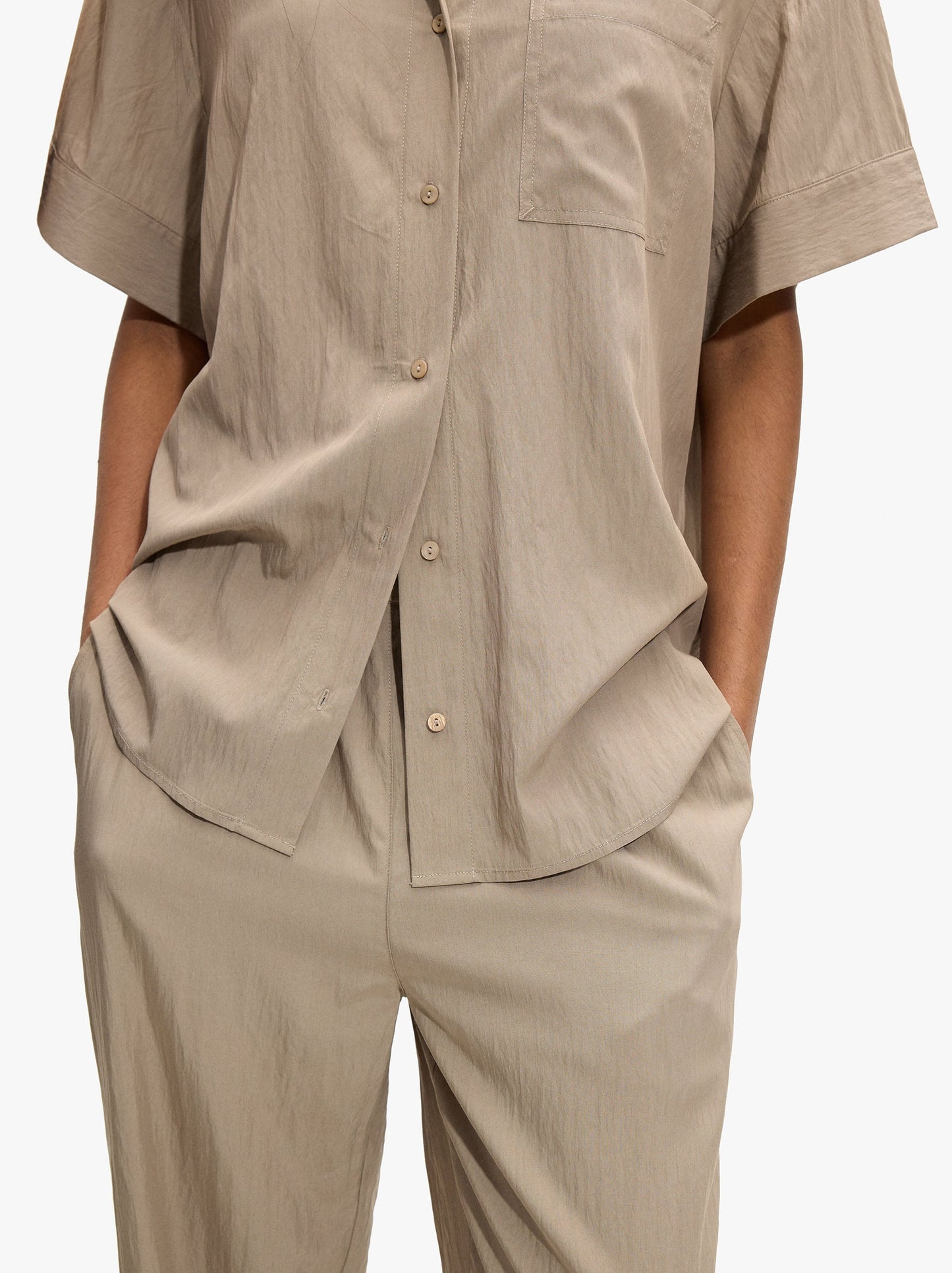 Shirt With Crinkled Effect And Pocket