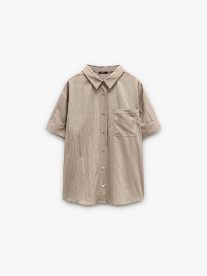 Shirt With Crinkled Effect And Pocket