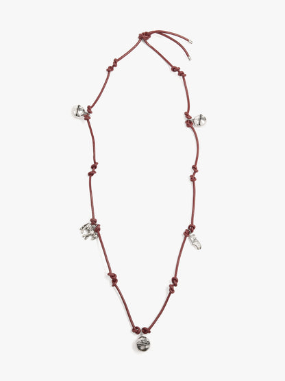 Necklace Of Cord With Charms And Bells