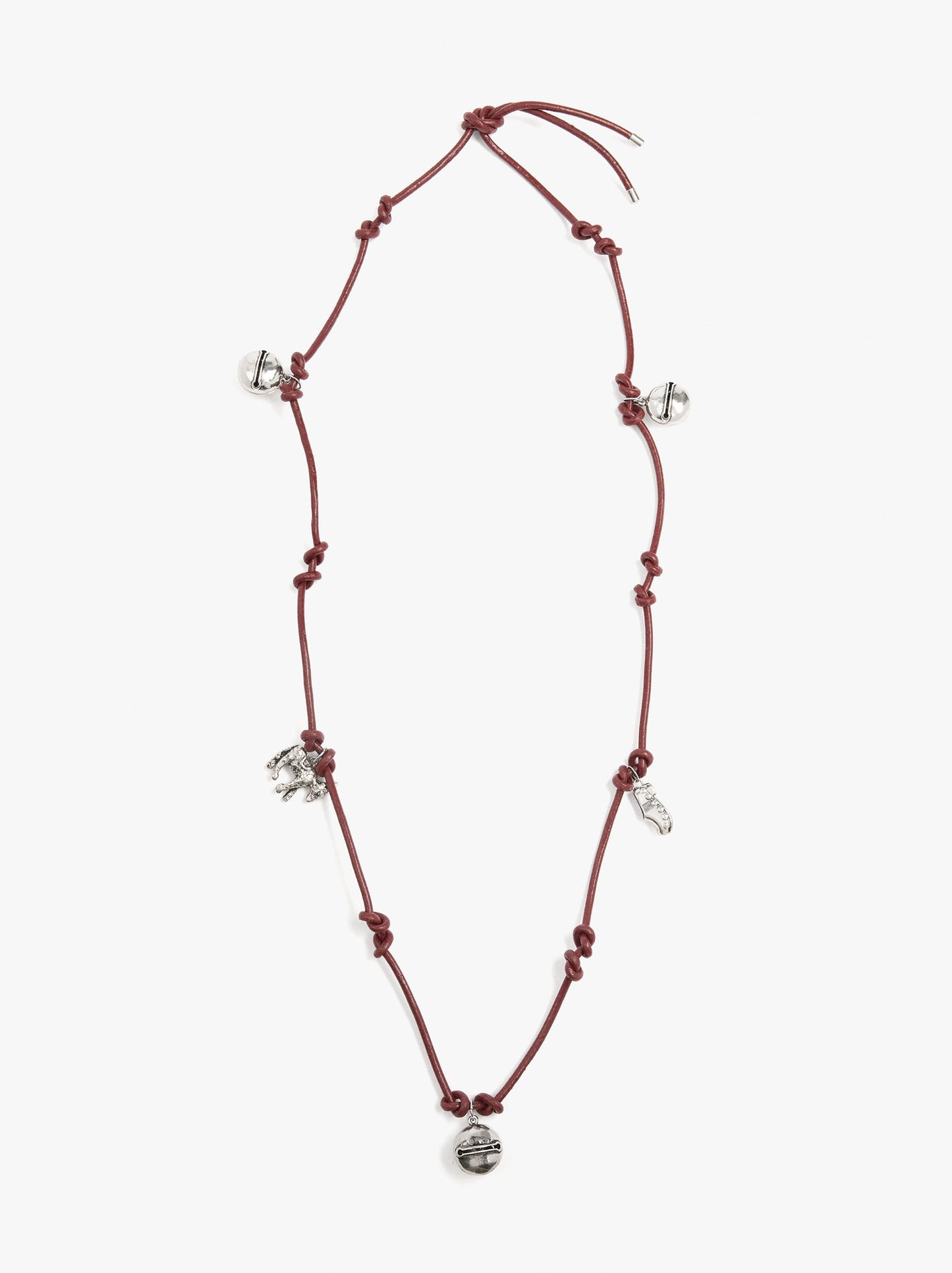 Necklace Of Cord With Charms And Bells