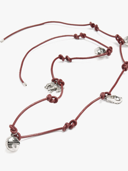 Necklace Of Cord With Charms And Bells