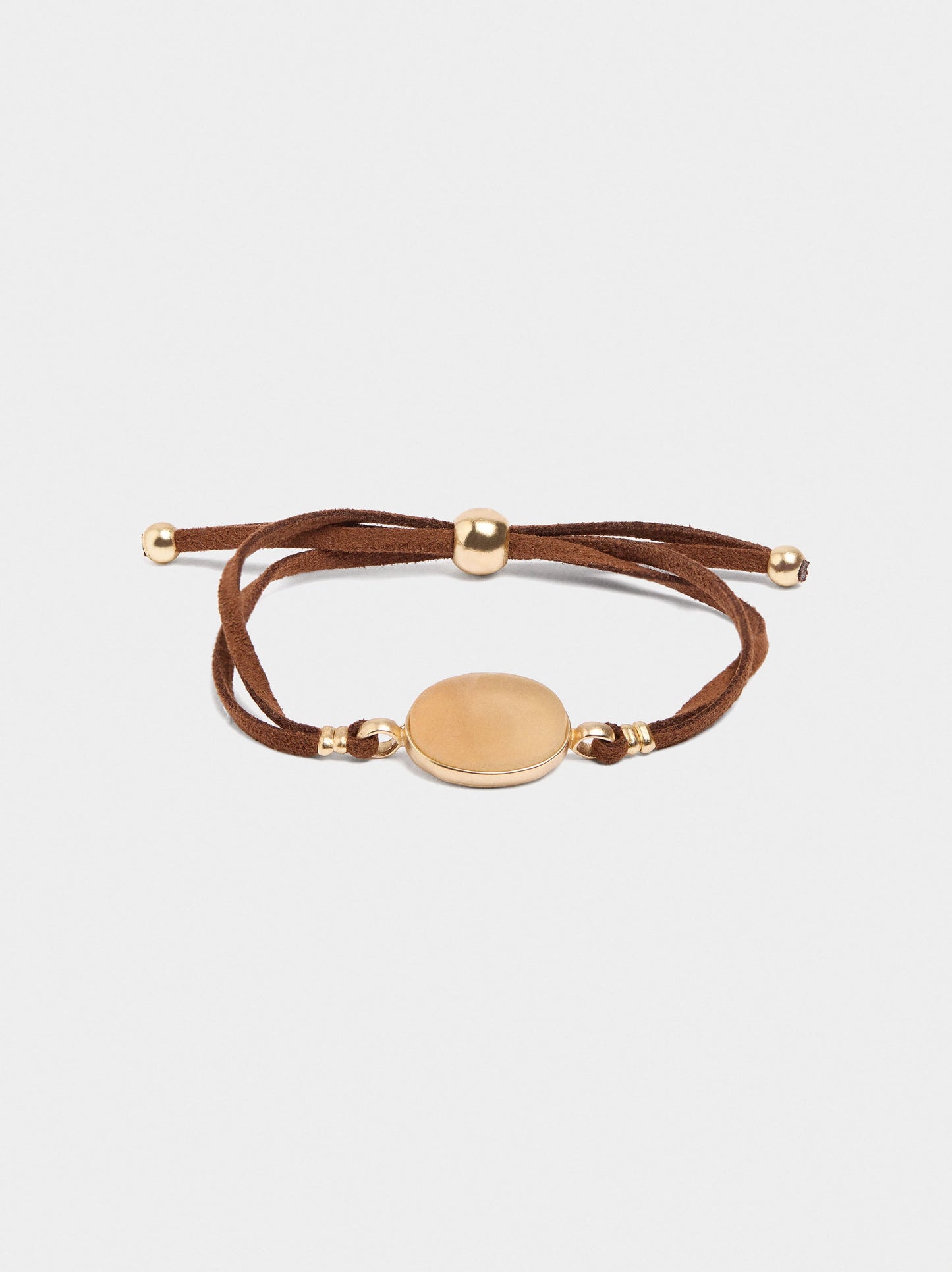 Adjustable Leather Cord Bracelet With Stone
