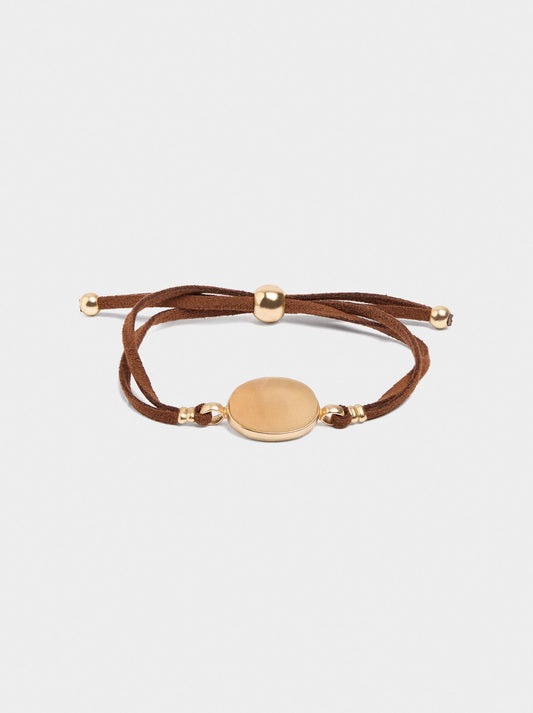 Adjustable Leather Cord Bracelet With Stone