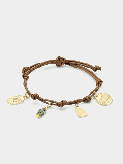 Leather Cord Bracelet With Charms