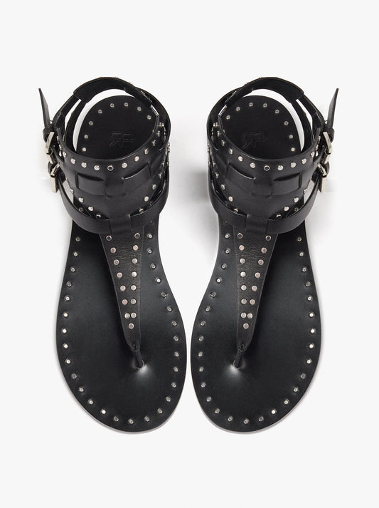 Flat Leather Sandals With Studs