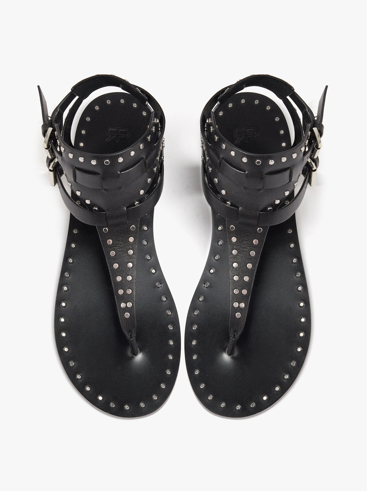 Flat Leather Sandals With Studs