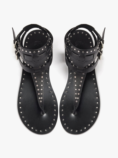 Flat Leather Sandals With Studs