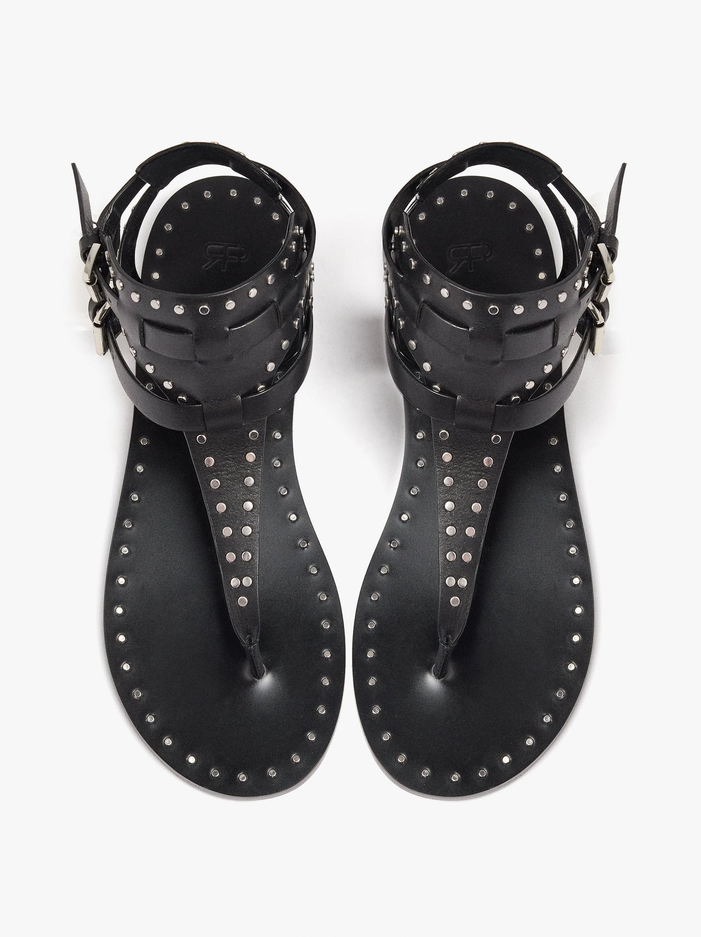 Flat Leather Sandals With Studs