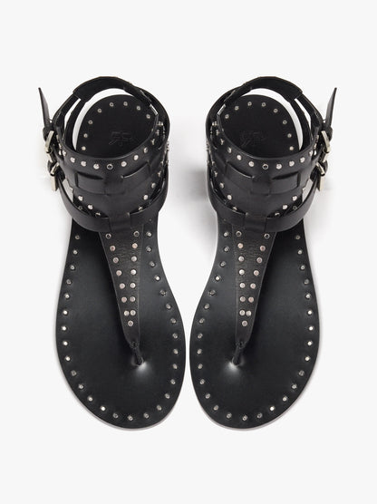 Flat Leather Sandals With Studs
