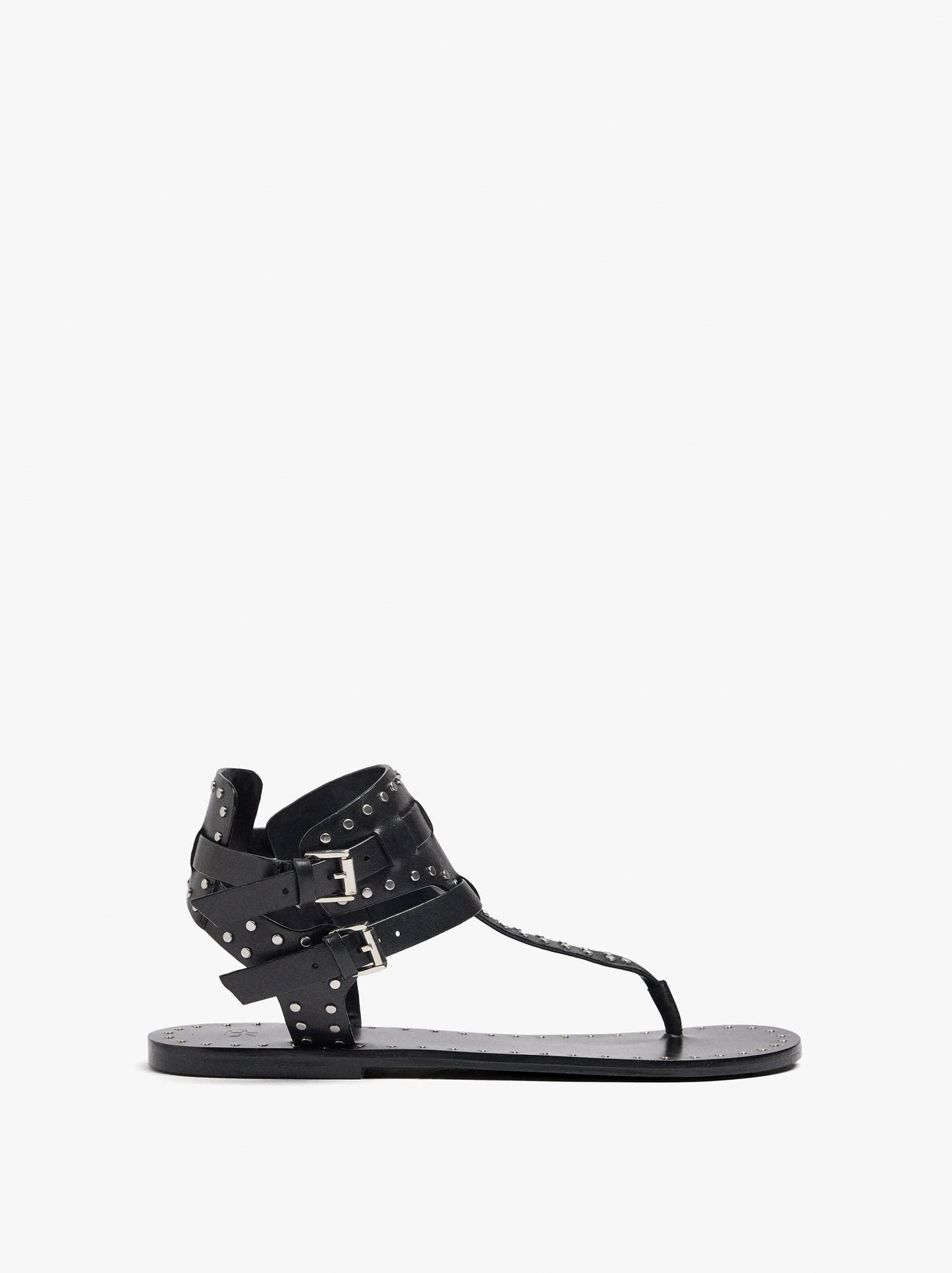 Flat Leather Sandals With Studs