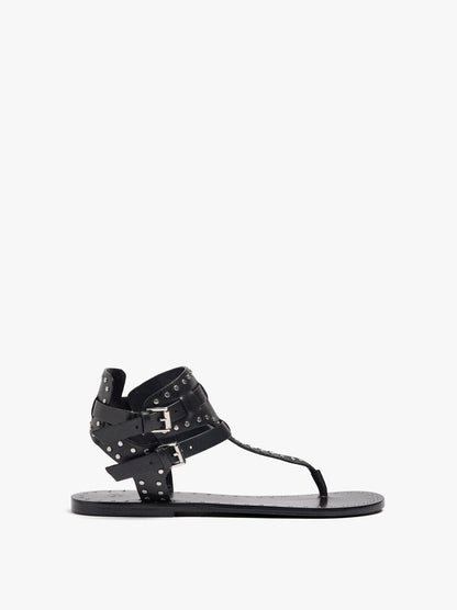 Flat Leather Sandals With Studs
