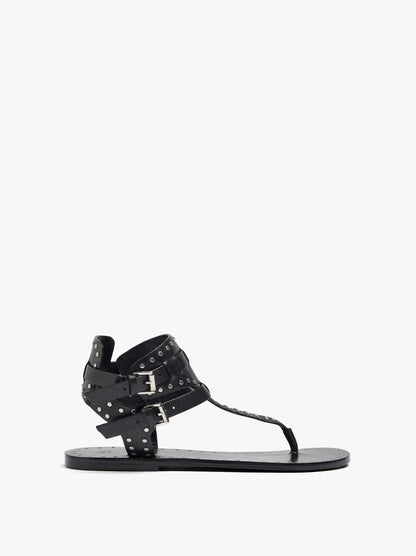 Flat Leather Sandals With Studs