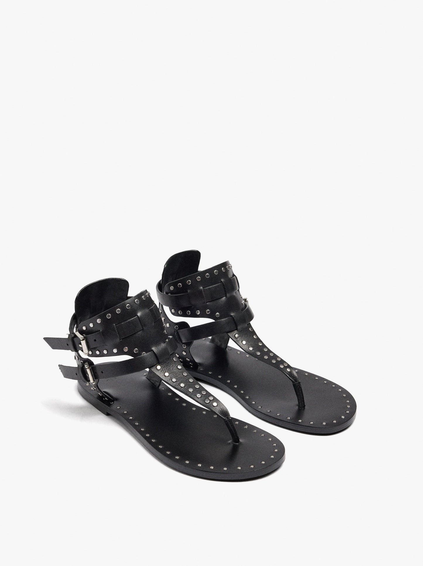 Flat Leather Sandals With Studs