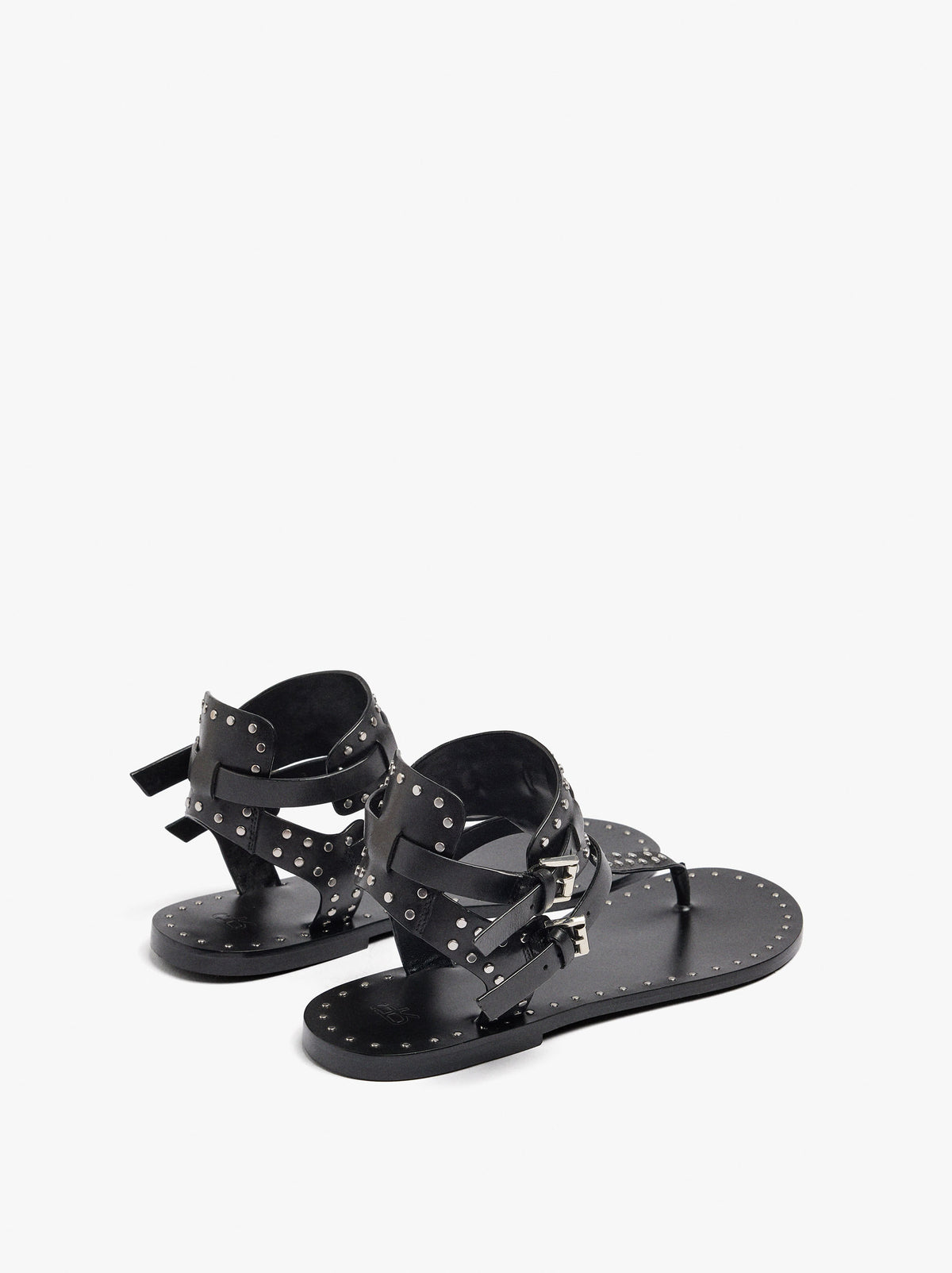 Flat Leather Sandals With Studs