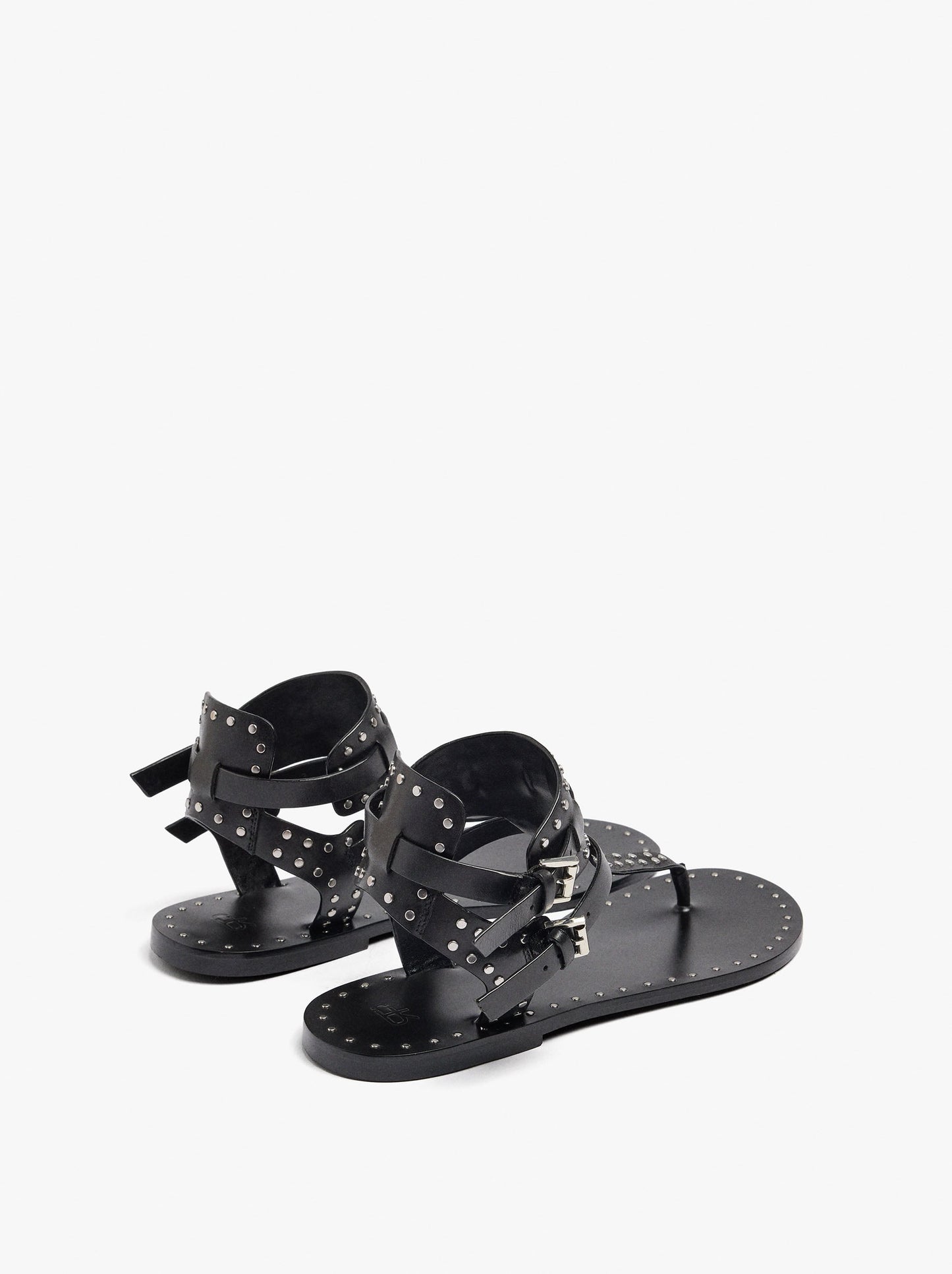 Flat Leather Sandals With Studs
