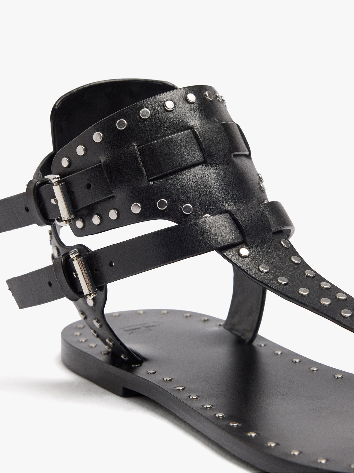 Flat Leather Sandals With Studs
