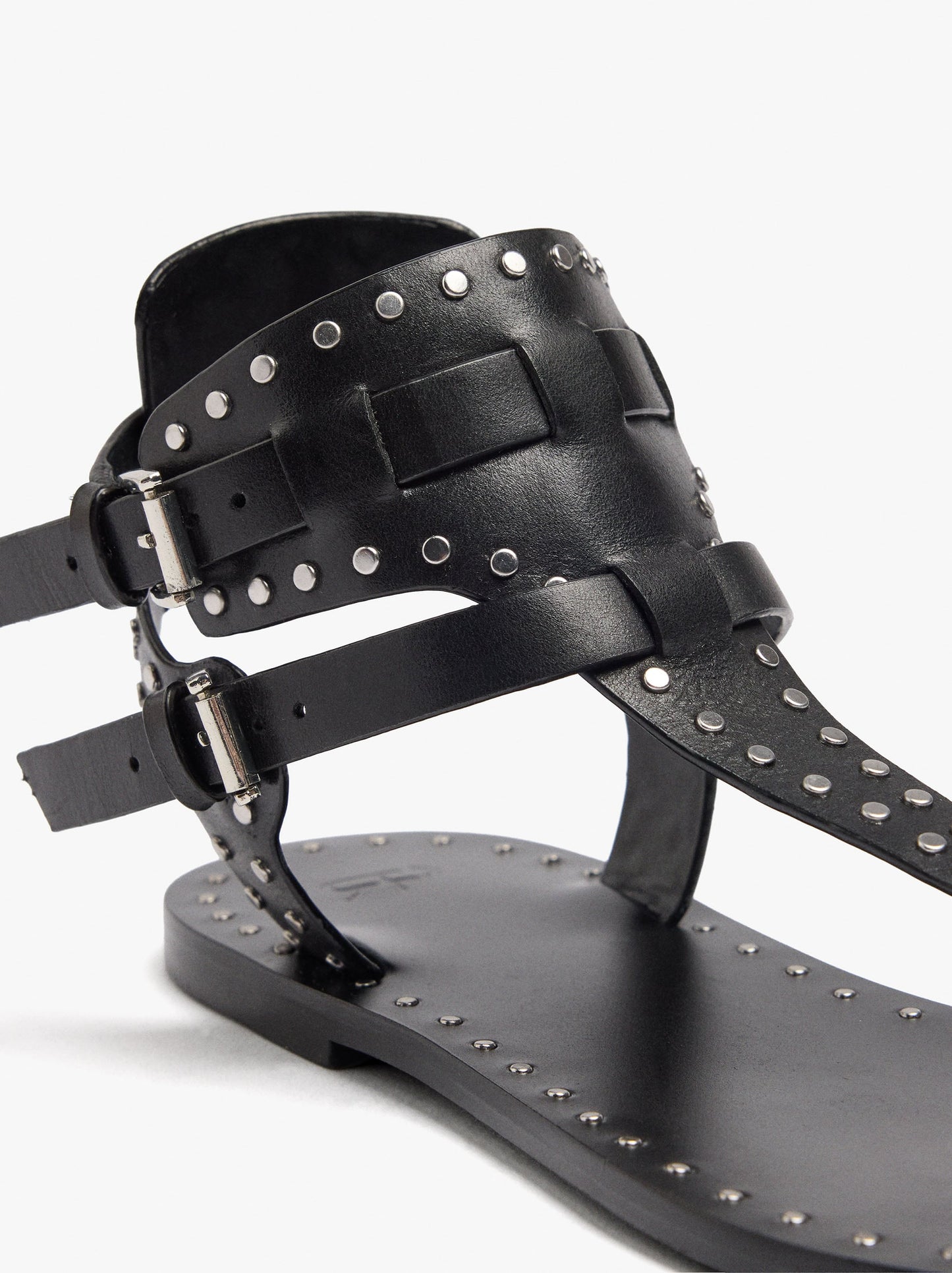 Flat Leather Sandals With Studs