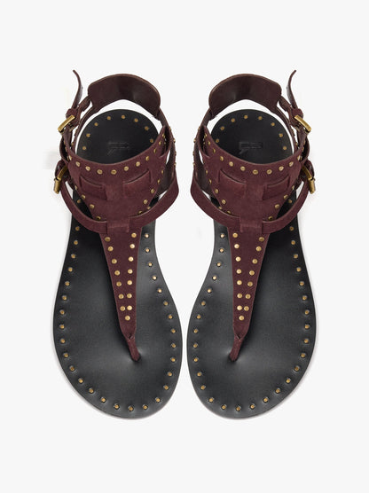 Flat Leather Sandals With Studs